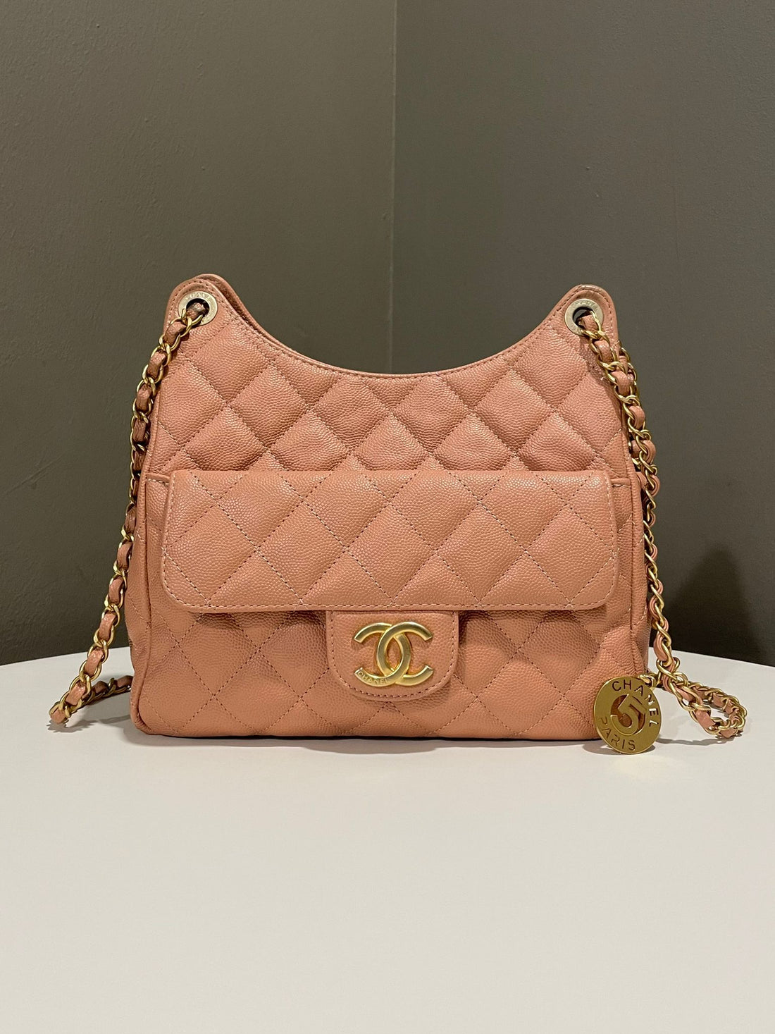 Chanel 23P Hobo Bag Dark Beige Caviar