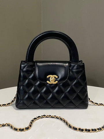 Chanel 24A Quilted Kelly Black Calfskin