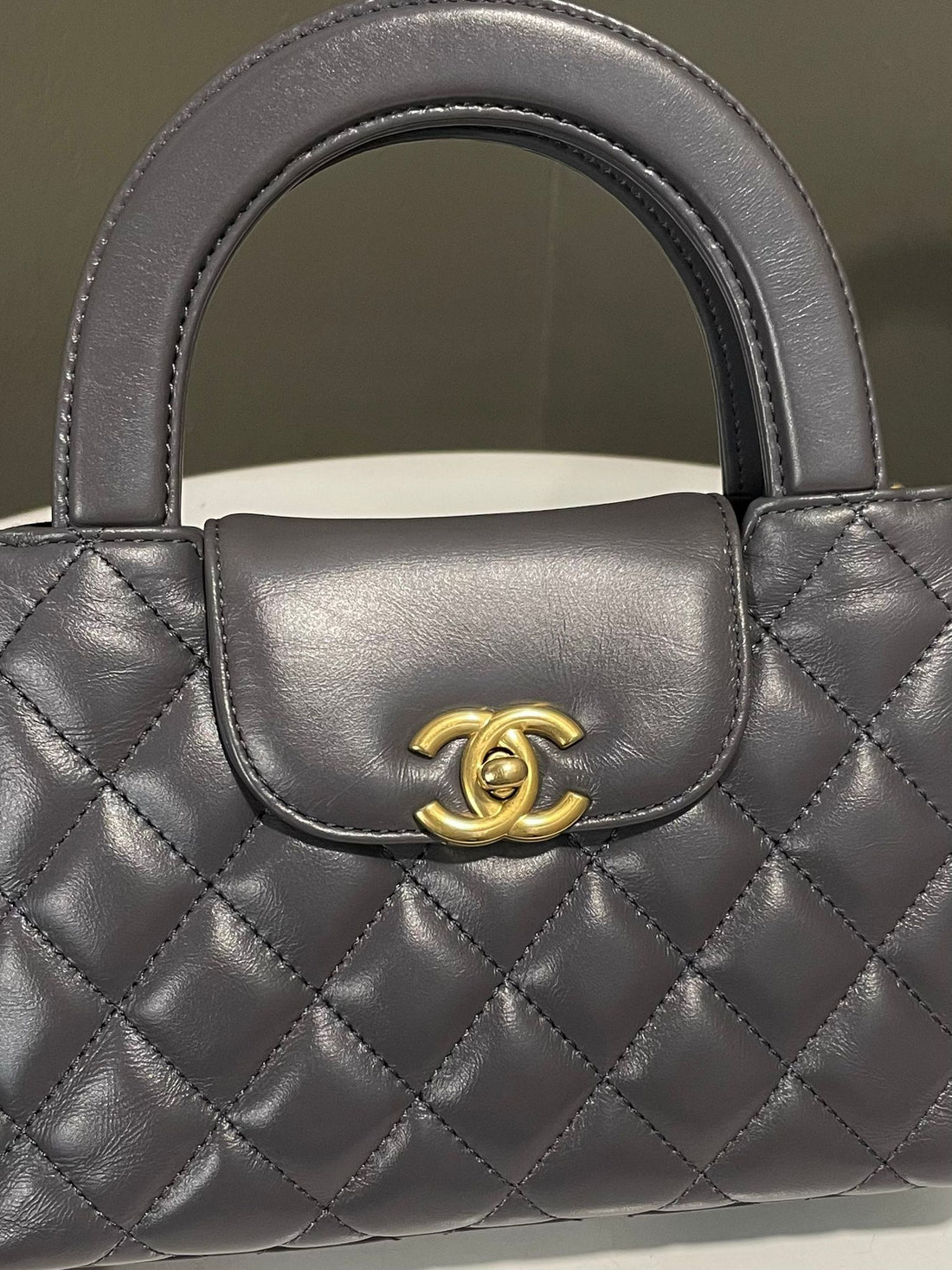 Chanel 24A Quilted Kelly Dark Grey Calfskin
