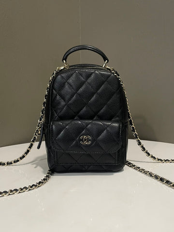 Chanel 24C Quilted Mini Backpack Black Caviar