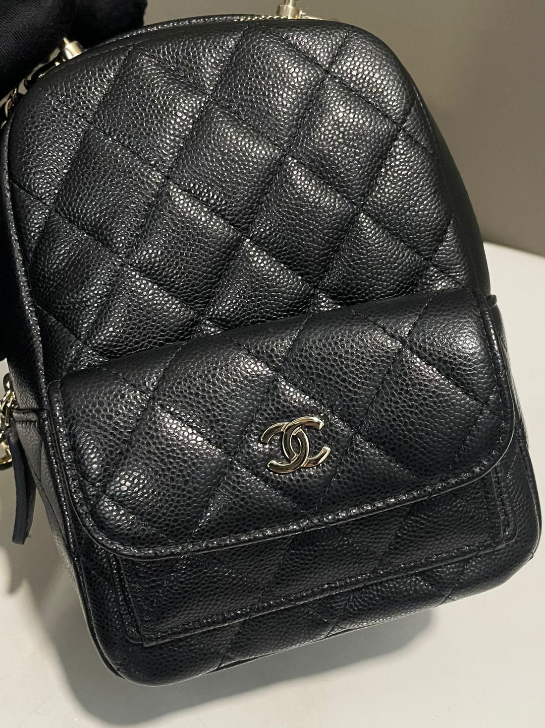 Chanel 24C Quilted Mini Backpack Black Caviar