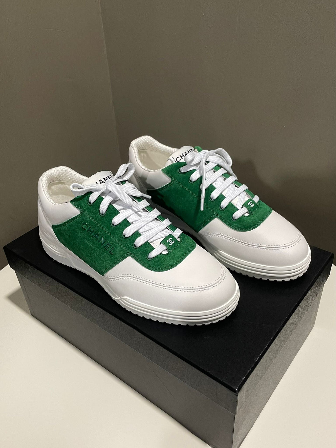 Chanel 24C Sneaker  White / Emerald Green  Size 37.5