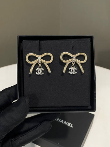 Chanel 24K Bow Cc Earrings