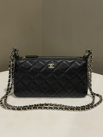 Chanel 25A Double Chain Bag Black Caviar
