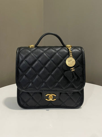 Chanel 25B Lucky Clover Quilted Backpack Black Caviar