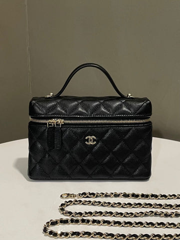 Chanel 25C LP Top Handle Vanity Black Caviar