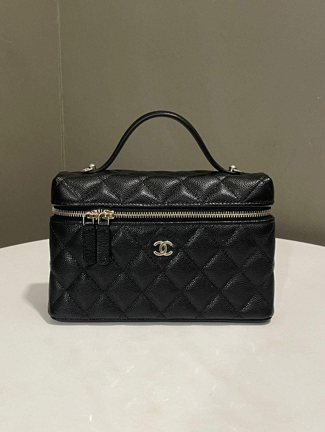 Chanel 25C LP Top Handle Vanity Black Caviar