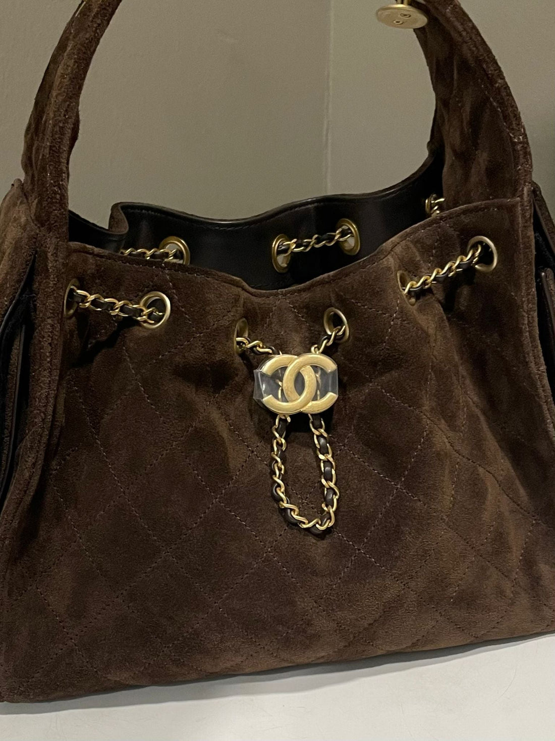 Chanel 25 Small Dark Brown Suede