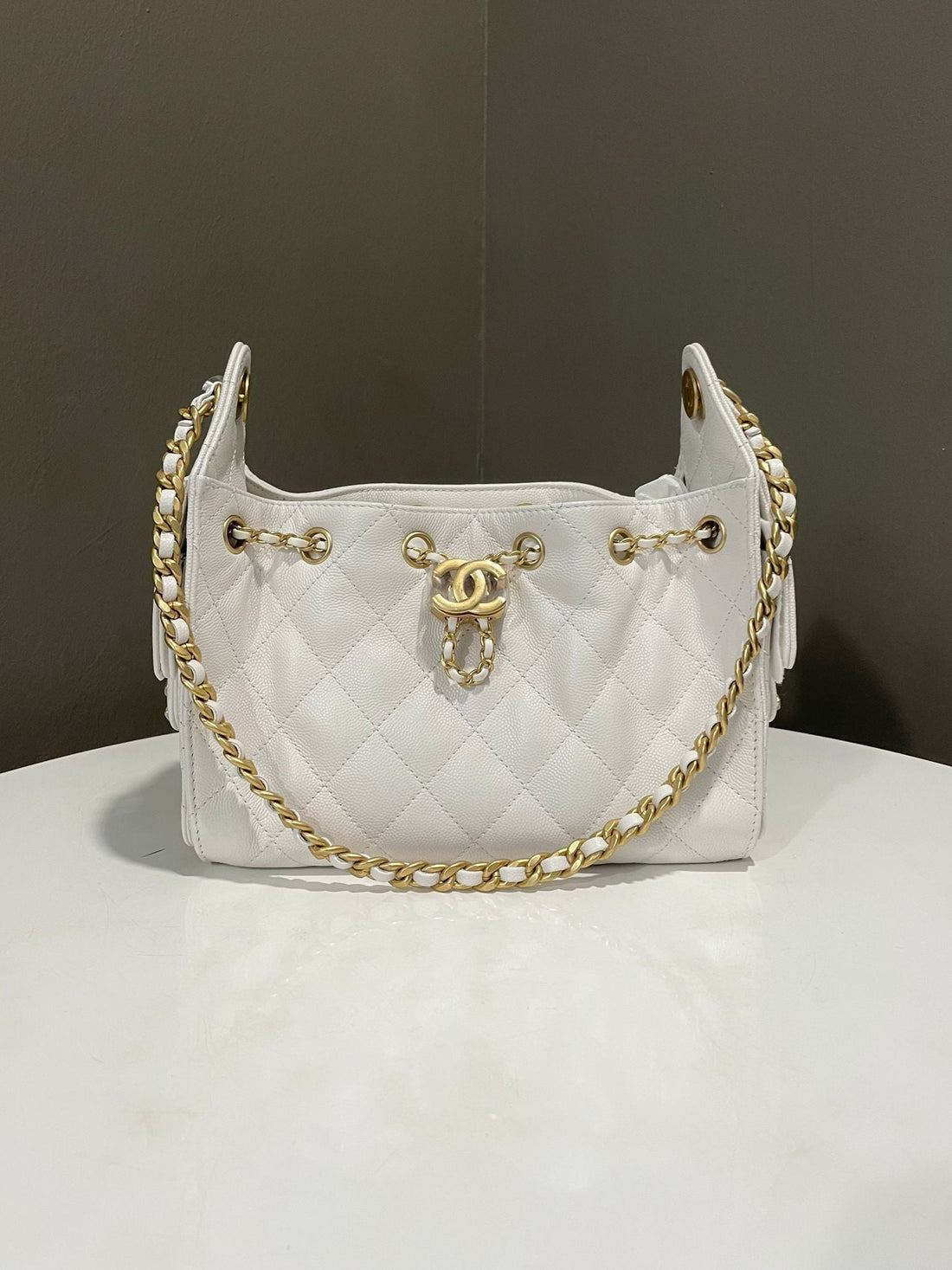 Chanel 26C 25 Mini Bag Ivory White Caviar