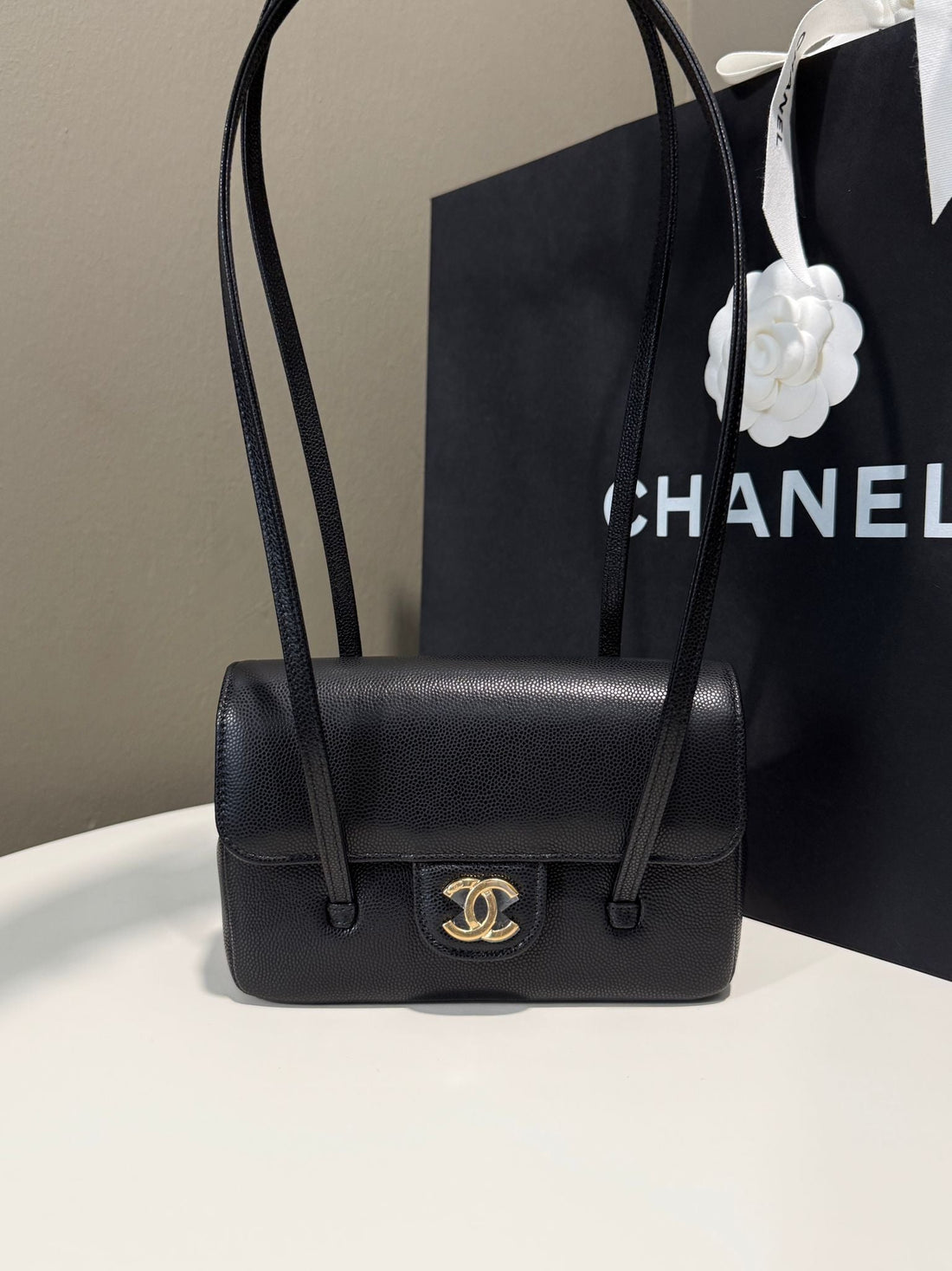 Chanel 26P Preppy Coco Flap Mini Black Caviar