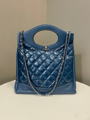 Chanel 31 Quilted Shopping Bag Dark Blue