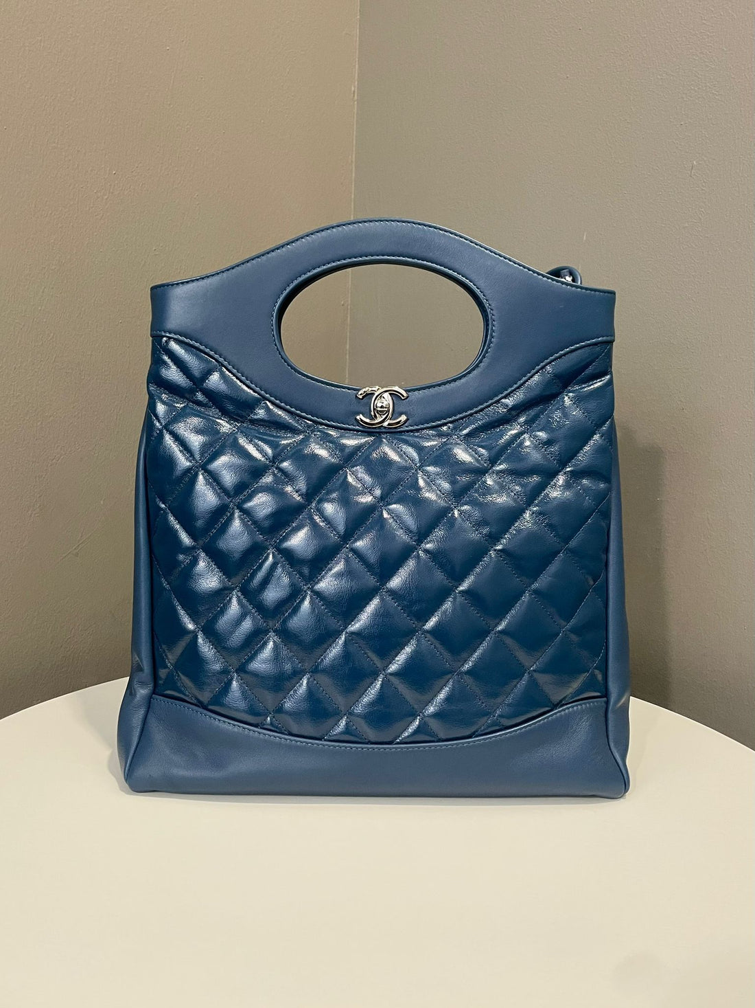 Chanel 31 Quilted Shopping Bag Dark Blue