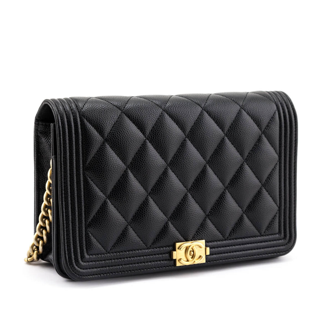 Chanel Black Caviar Boy Wallet on Chain Bag