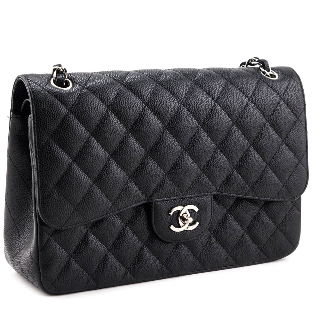 Chanel Black Caviar Jumbo Double Flap Bag