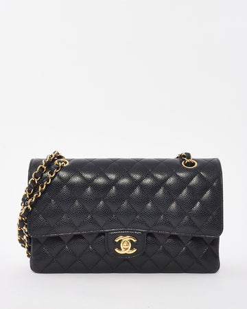 Chanel Black Caviar Leather Classic Medium Double Flap Bag GHW