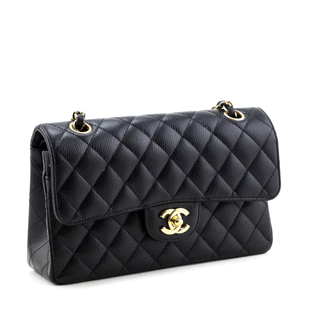 Chanel Black Caviar Quilted Small Double Flap Bag