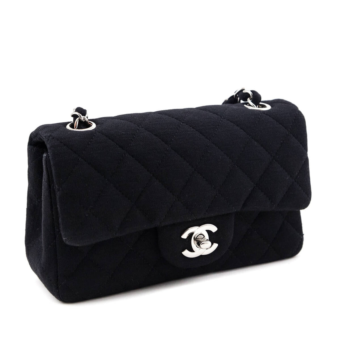 Chanel Black Jersey Mini Rectangular Flap Bag