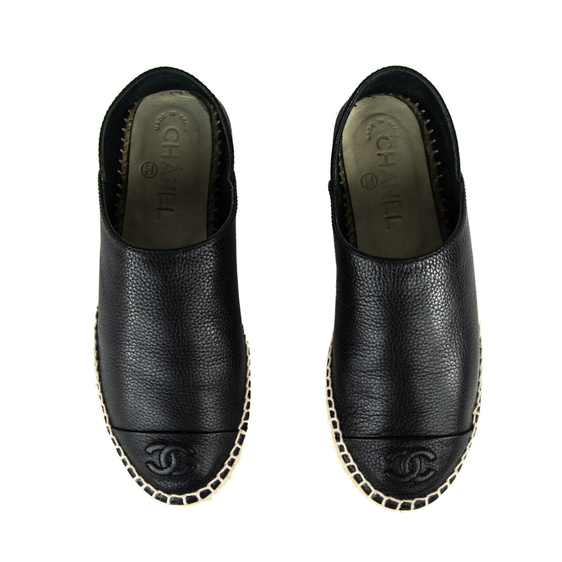 Chanel Black Leather Cap Toe Espadrilles Size US 6 | EU 36