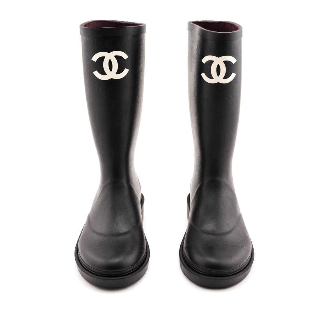 Chanel Black Rubber CC Rain Boot Size US 6 | EU 36