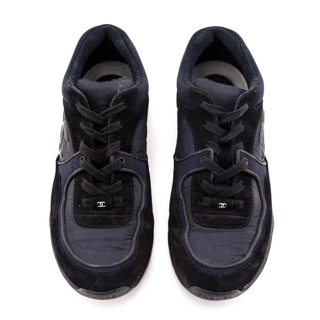Chanel Black Suede CC Sneakers Size US 10 | EU 40