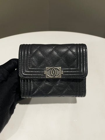 Chanel Boy Chanel Small Flap Wallet Black Caviar