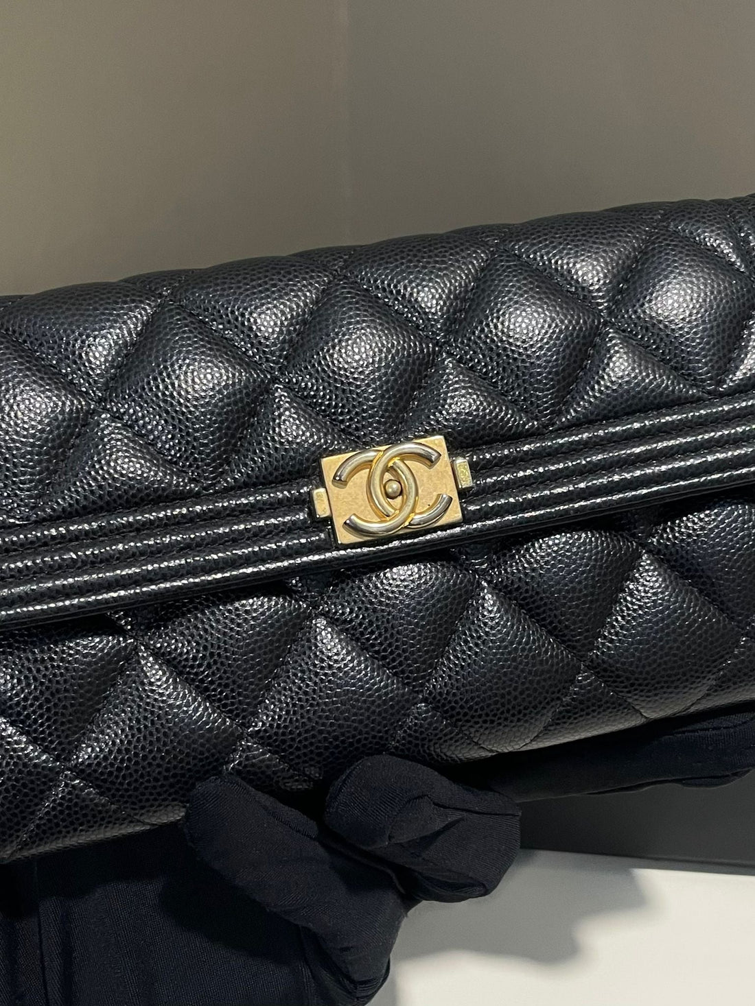 Chanel Boy Long Wallet Black Caviar