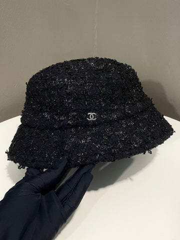 Chanel Bucket Hat Black Tweed