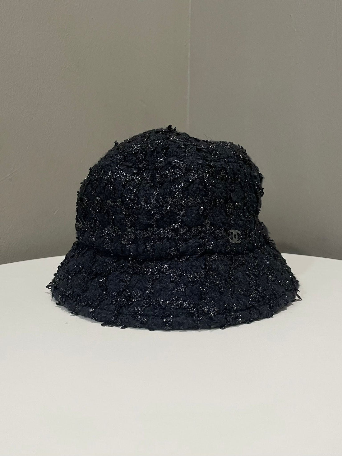 Chanel Bucket Hat Black Tweed