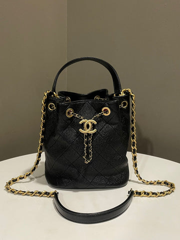 Chanel CC Drawstring Bucket Bag Black