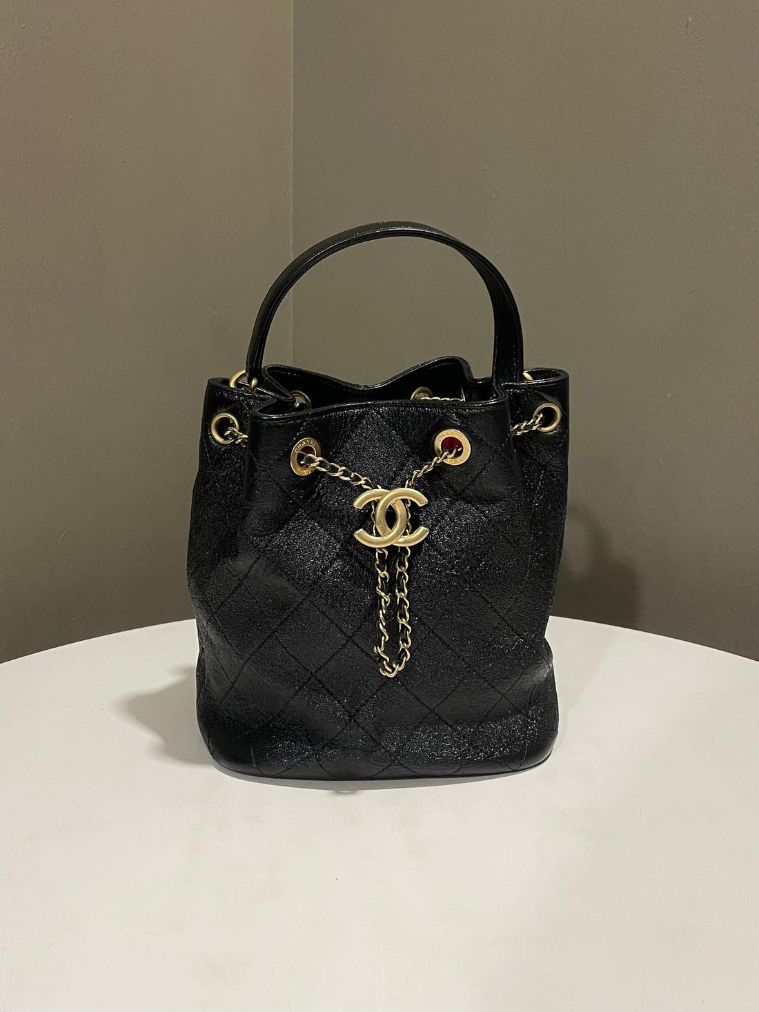 Chanel CC Drawstring Bucket Bag Black