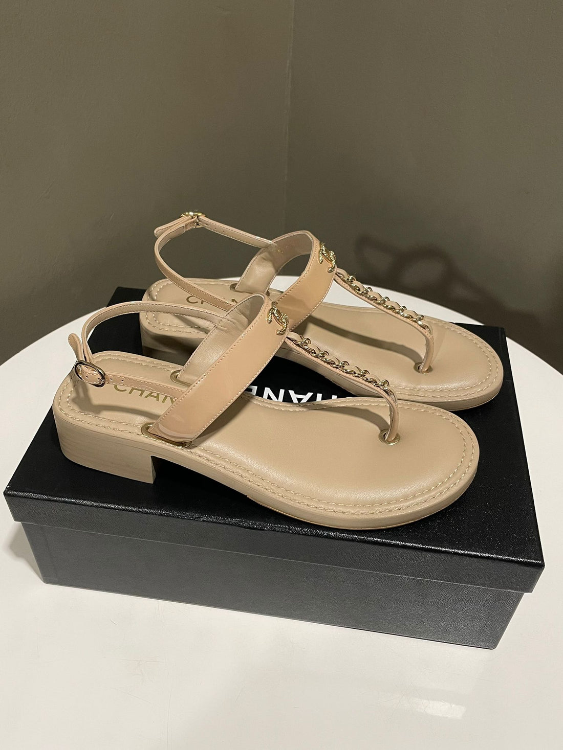 Chanel Cc Chain Thong Sandals  Size 38 C