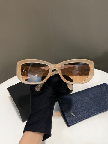 Chanel Cc Rectangle Sunglasses Pinky Beige