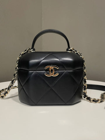 Chanel Cc Top Handle Vanity Box Black