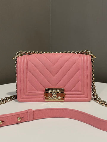 Chanel Chervon Small Boy  Sakura Pink
