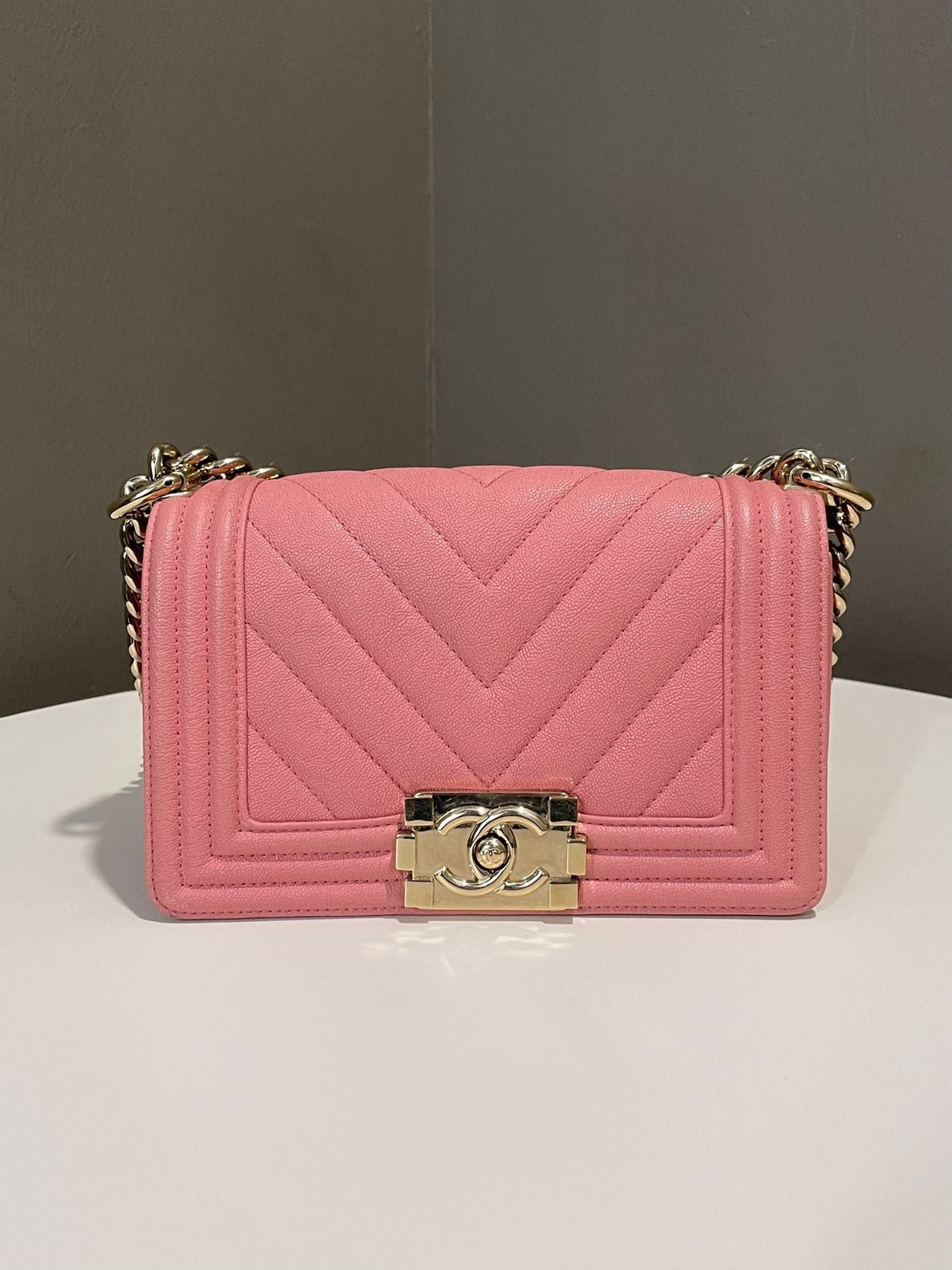 Chanel Chervon Small Boy  Sakura Pink