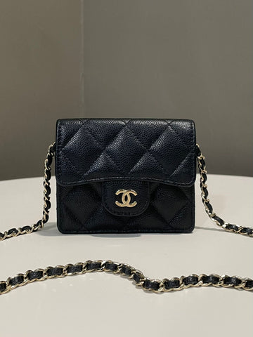 Chanel Classic Card Holder with Chain Black Caviar