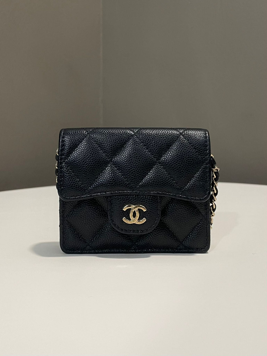 Chanel Classic Card Holder with Chain Black Caviar