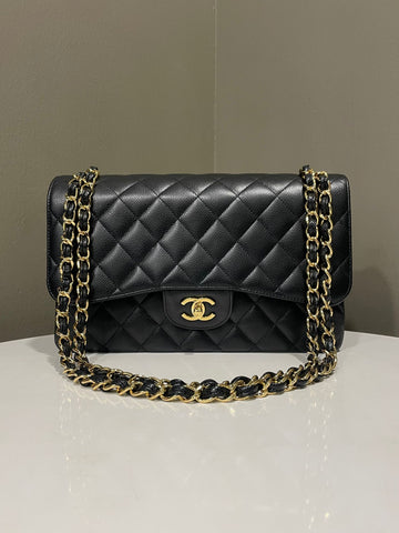 Chanel Classic Quilted Jumbo Double Flap Black Caviar