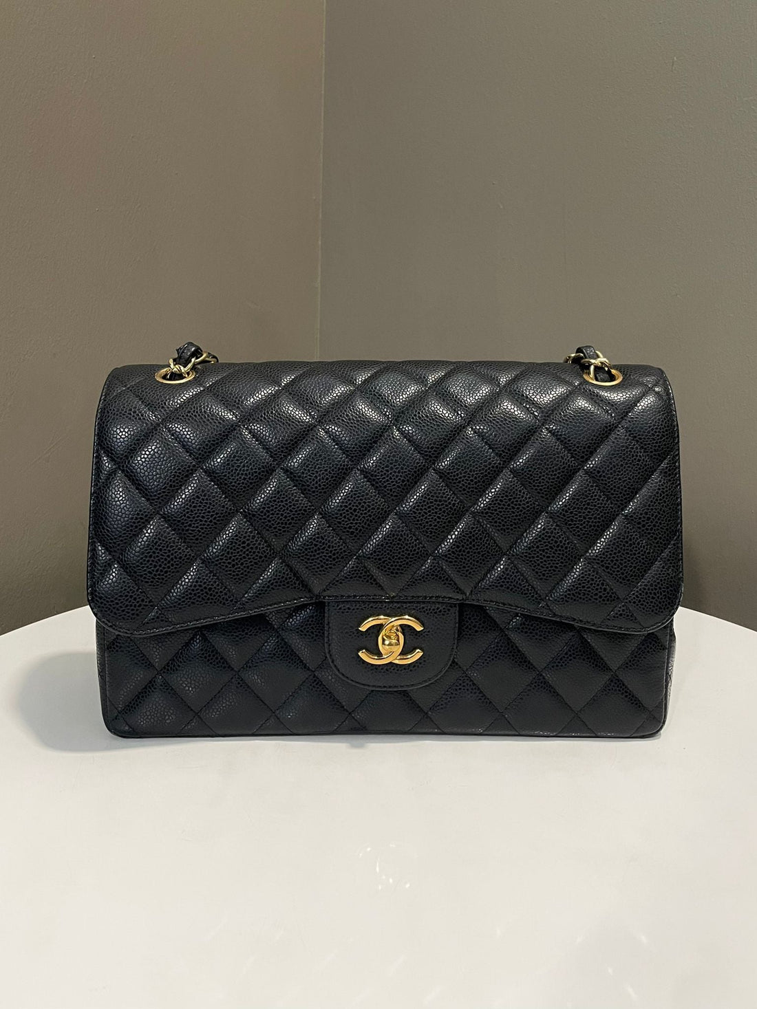Chanel Classic Quilted Jumbo Double Flap  Black Caviar