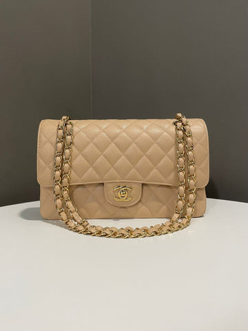 Chanel Classic Quilted Medium Double Flap Beige Clair Caviar
