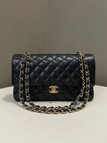 Chanel Classic Quilted Medium Double Flap Black Caviar
