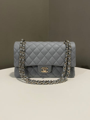Chanel Classic Quilted Medium Double Flap Grey Caviar