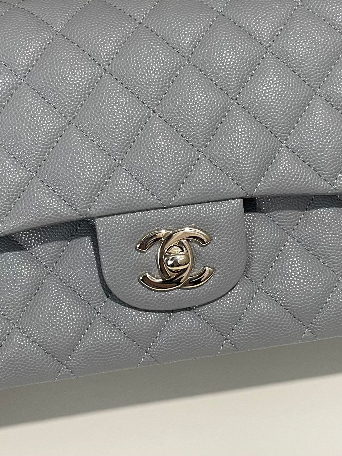 Chanel Classic Quilted Medium Double Flap Grey Caviar