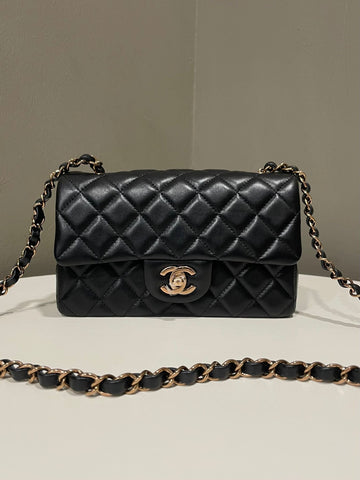 Chanel Classic Quilted Mini Rectangular Black Lambskin