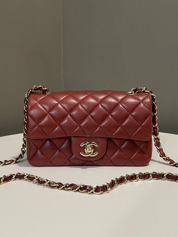 Chanel Classic Quilted Mini Rectangular Burgundy Lambskin