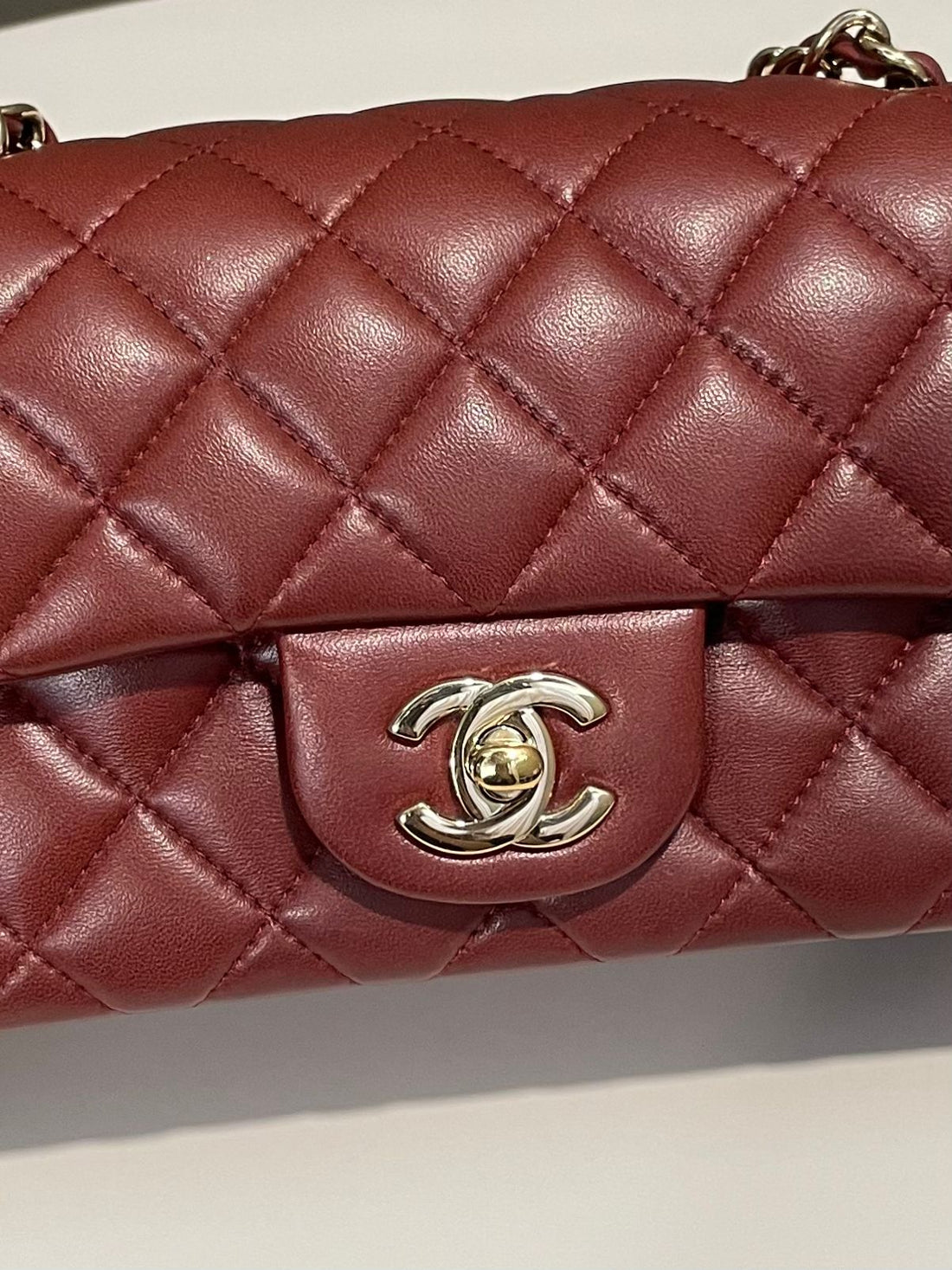 Chanel Classic Quilted Mini Rectangular Burgundy Lambskin