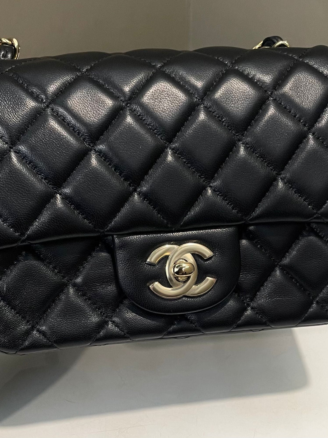 Chanel Classic Quilted Mini Square Black Lambskin