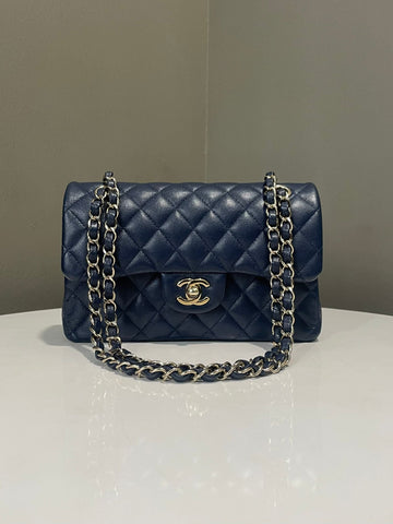 Chanel Classic Quilted Small Double Flap Navy Caviar