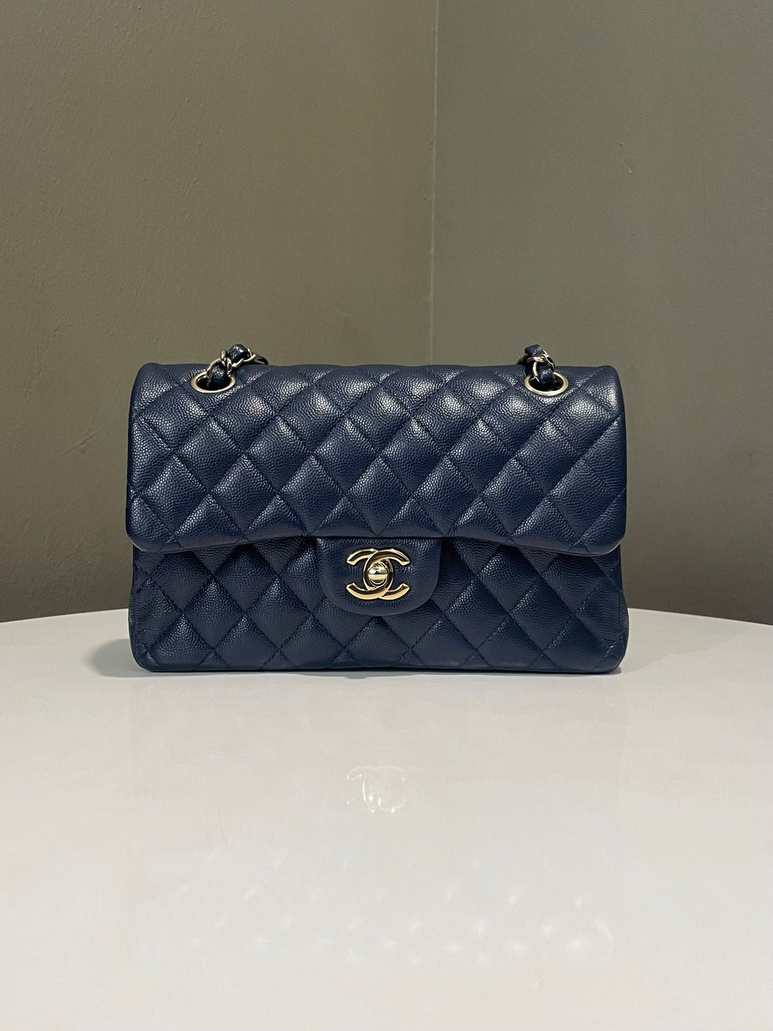 Chanel Classic Quilted Small Double Flap Navy Caviar