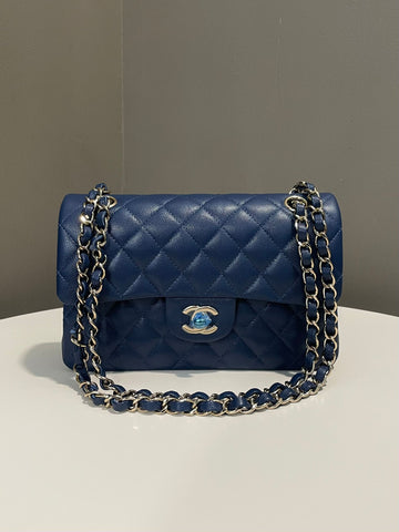 Chanel Classic Quilted Small Double Flap Navy Blue Caviar
